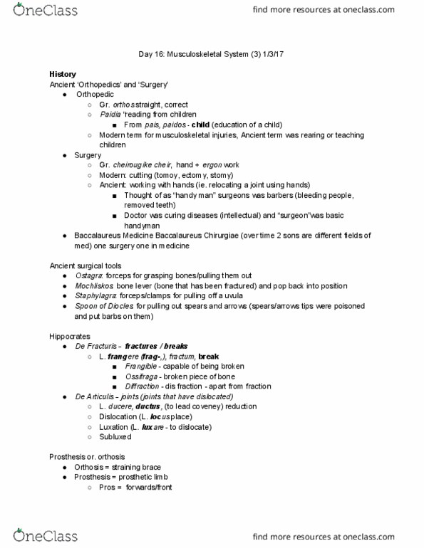 C C 306M Lecture Notes - Lecture 16: Orthotics, Prosthesis, Stoma thumbnail