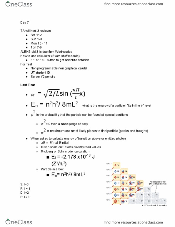 CH 301 Lecture Notes - Lecture 7: Magnetic Quantum Number, Pauli Exclusion Principle, Bohr Model thumbnail