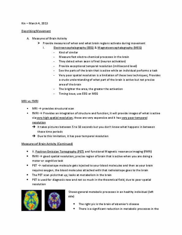 Kinesiology 1080A/B Lecture Notes - Positron Emission Tomography, Transcranial Magnetic Stimulation, Motor Imagery thumbnail