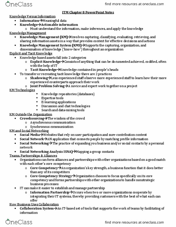 ITM 102 Lecture 8: ITM Chapter 8 PowerPoint Notes thumbnail