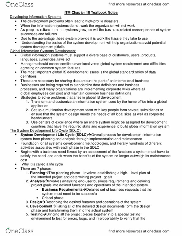 ITM 102 Lecture 10: ITM Chapter 10 Textbook Notes thumbnail