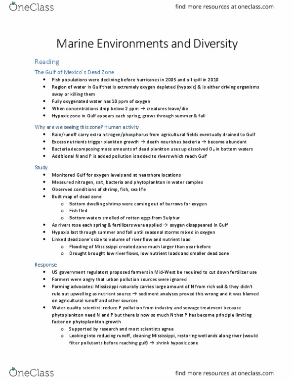Biology 2485B Lecture 6: Week 3 - Marine Environments and Diversity thumbnail
