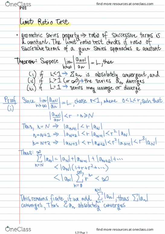 MATH138 Lecture 25: Limit Ratio Test, Limit Root Test thumbnail