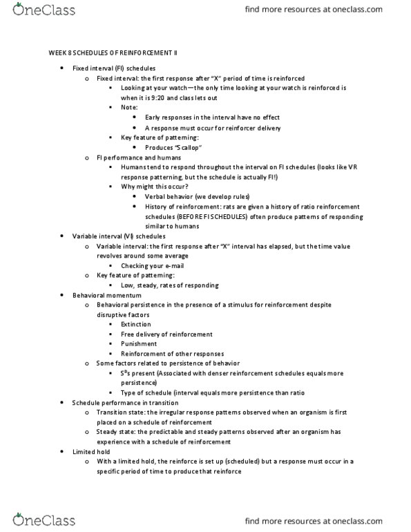 PSYC 4032 Lecture 8: WEEK 8 SCHEDULES OF REINFORCEMENT II thumbnail