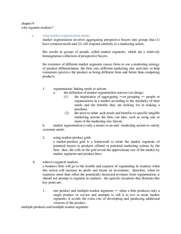 MKT 2210 Lecture Notes - Market Segmentation, Marketing Mix, Product Differentiation thumbnail