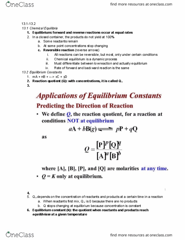 CHEM 1032 Lecture 16: 2/20/2017 Equilibrium; Mass Action Expressions; Equilibrium Constants thumbnail