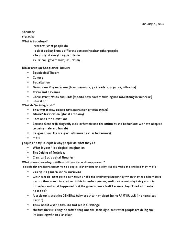 SOC101 Lecture Notes - Sociological Inquiry, Social Stratification, Socioeconomic Status thumbnail