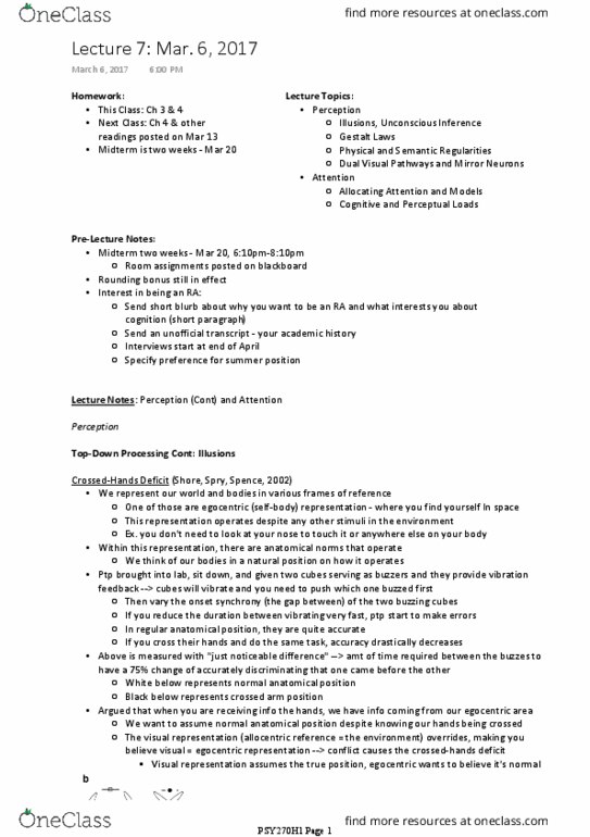 PSY270H1 Lecture 7: Perception (Cont) and Attention (Mar. 6, 2017) thumbnail