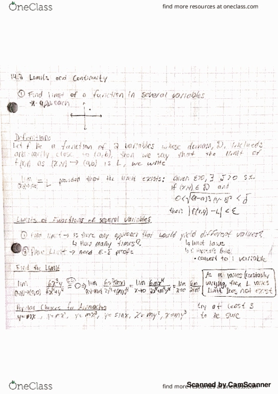 MTH 230 Lecture 10: 14.2 Limits and Continuity thumbnail