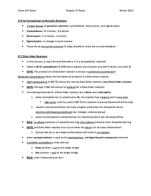 CHEM267 Chapter Notes - Chapter 17: Electrocyclic Reaction, Cyclopentadiene, Pericyclic Reaction thumbnail