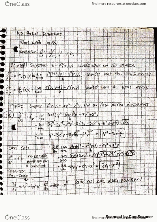 MTH 230 Lecture 11: 14.3 Partial Derivatives thumbnail