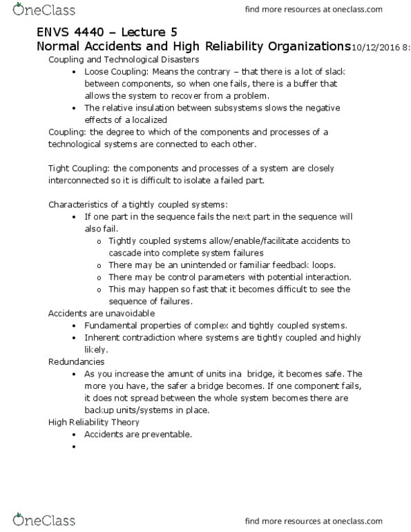 ENVS 4440 Lecture Notes - Lecture 5: Normal Accidents thumbnail