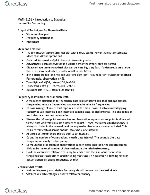 MATH 1131 Lecture 3: MATH 1131 – Introduction to Statistics I - L3 thumbnail