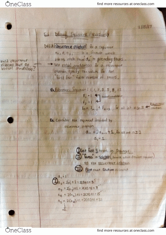 MATH 042 Lecture 6: Reccurrence Relation Basic thumbnail