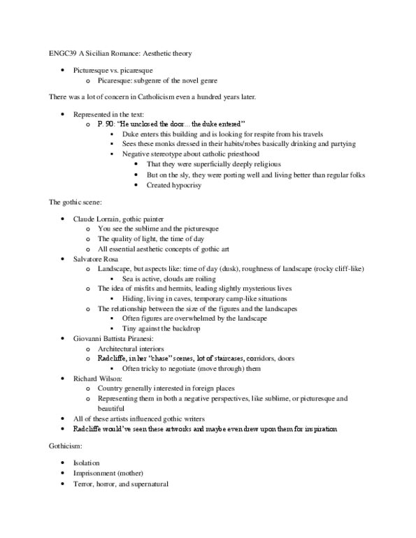 ENGC39H3 Lecture Notes - Salvator Rosa, Claude Lorrain, Gothic Art thumbnail