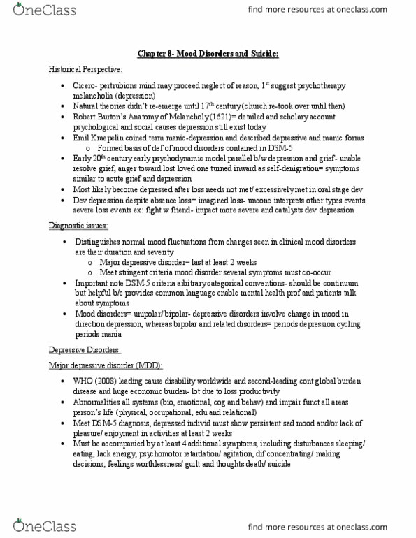 Psychology 2310A/B Chapter Notes - Chapter 8: Anomie, Suicidal Ideation, Antipsychotic thumbnail