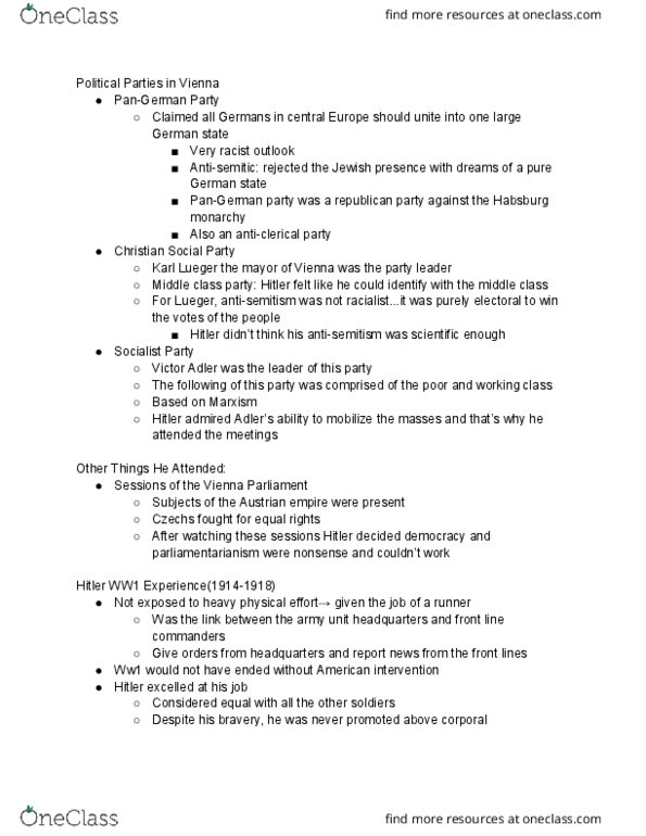 HST 270 Lecture Notes - Lecture 5: Aryan Race, Marlene Dietrich, President Of The European Parliament thumbnail