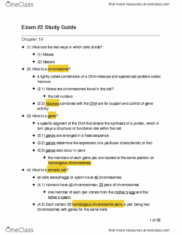 BIOL 100 Midterm: (BIO 100) Exam #2 Study Guide - OneClass