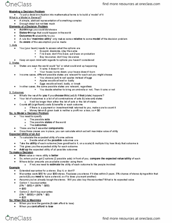 BUS 221 Lecture 5: Modeling a Decision Problem thumbnail