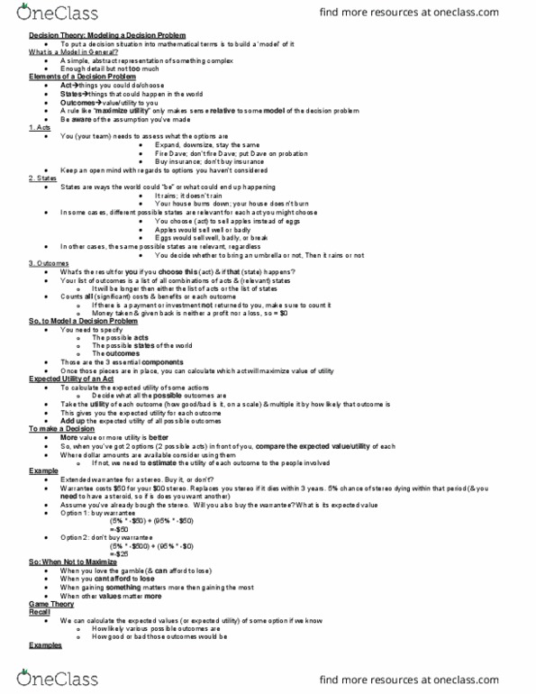 BUS 221 Lecture 2: Decision Theory thumbnail