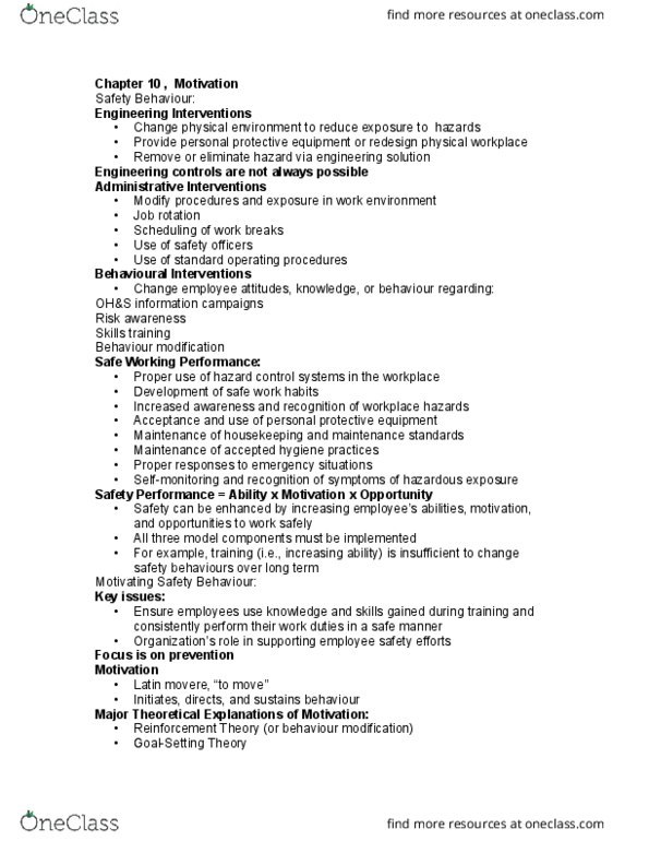 Management and Organizational Studies 3344A/B Lecture Notes - Lecture 10: Personal Protective Equipment, Engineering Controls, Job Rotation thumbnail