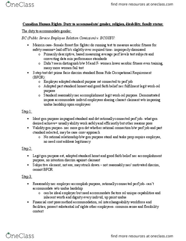 Law 2101 Chapter Notes - Chapter human rights: Nanny, Absenteeism, Harvard Step Test thumbnail