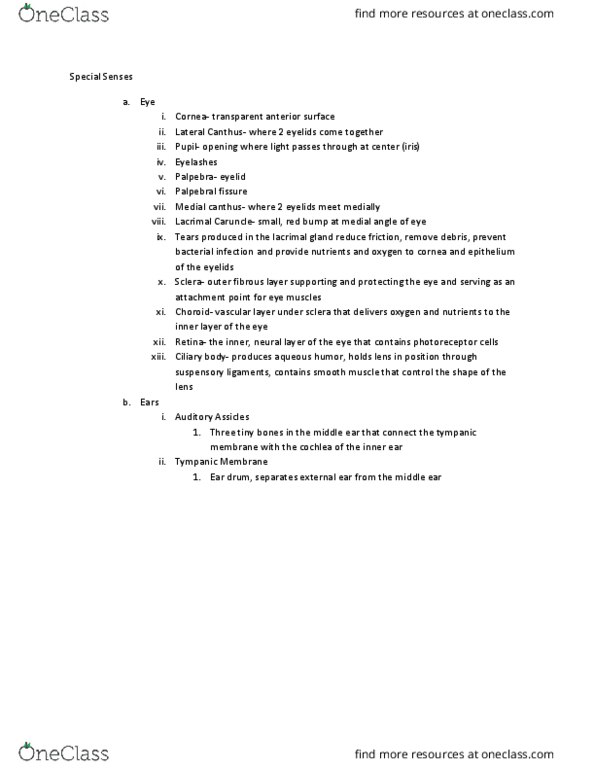 ANAT 204 Lecture Notes - Lecture 6: Ciliary Body, Middle Ear, Aqueous Humour thumbnail