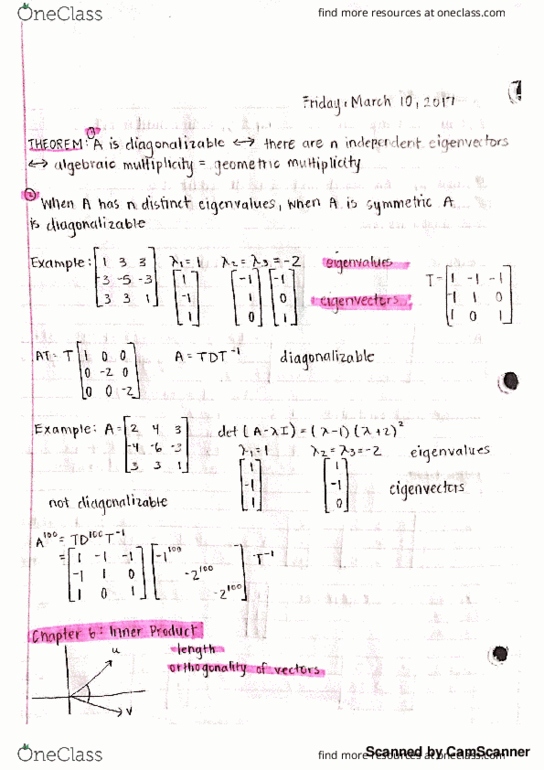 MATH 20F Lecture Notes - Lecture 23: Eigenvalues And Eigenvectors, Diagonalizable Matrix thumbnail
