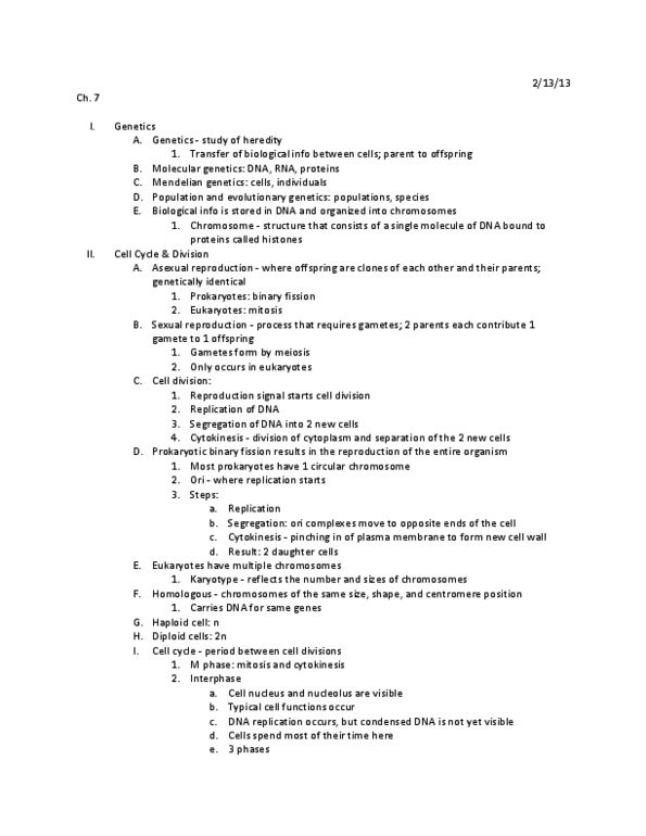 BSC 2010 Lecture Notes - Heredity, Cell Membrane, Protein C thumbnail