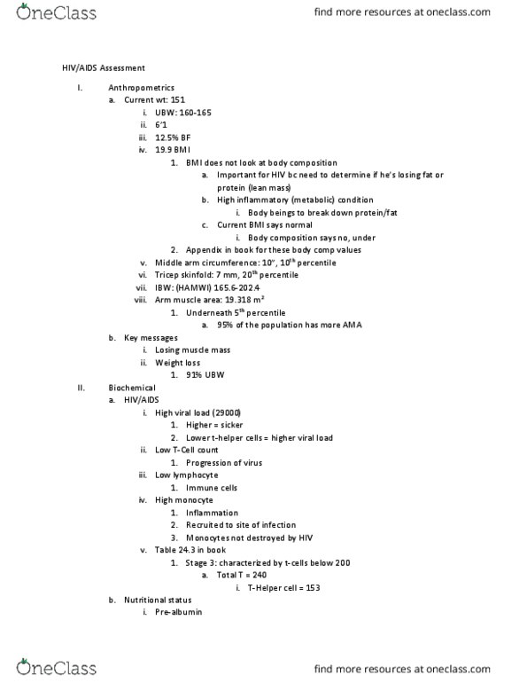 NUTR 384 Lecture Notes - Lecture 9: Viral Load, Transthyretin, Body Composition thumbnail