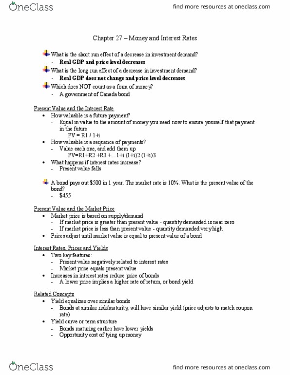 EC140 Lecture Notes - Lecture 13: Interest Rate, Yield Curve, Demand For Money thumbnail