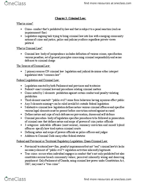 Sociology 2266A/B Chapter Notes - Chapter 3: Assault Causing Bodily Harm, Actus Reus, English Criminal Law thumbnail