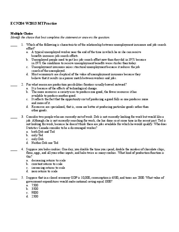 ECON 112 Lecture Notes - Gdp Deflator, Unemployment Benefits, Nominal Interest Rate thumbnail