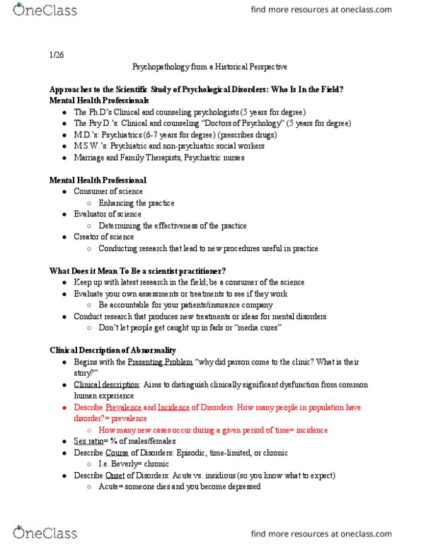 CAS PS 371 Lecture Notes - Lecture 2: Developmental Psychopathology, Major Depressive Disorder, Psychopathology thumbnail