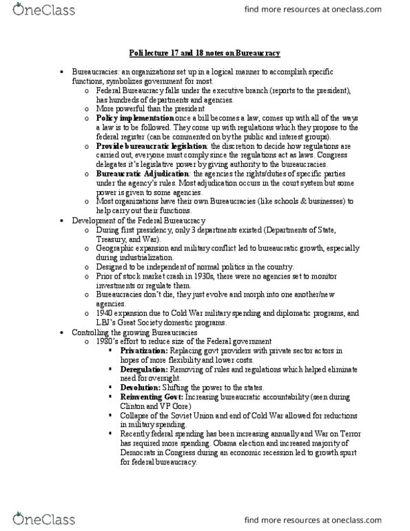 POLI 103 Lecture Notes - Lecture 16: Al Gore thumbnail