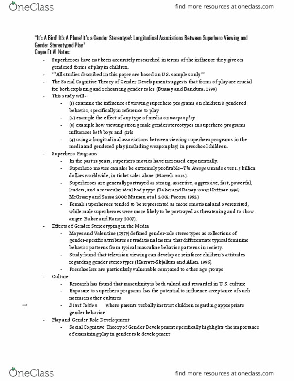 COMM 491S Chapter Notes - Chapter --: Social Cognitive Theory, Gender Role, Likert Scale thumbnail