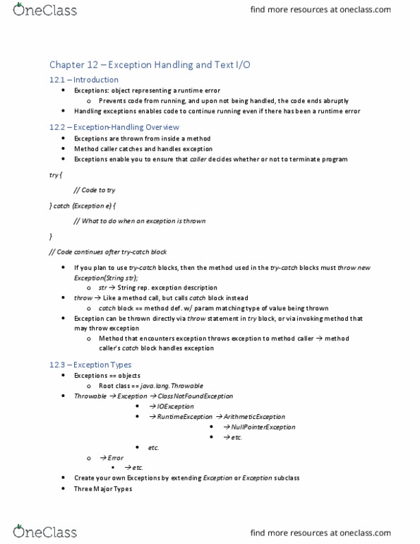 CSE 8B Textbook Notes Winter 2017, Chapter 12.112.4 Stack Trace