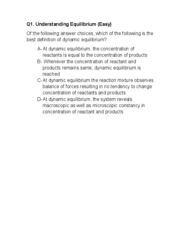 CHM135H1 Lecture Notes - Dynamic Equilibrium thumbnail