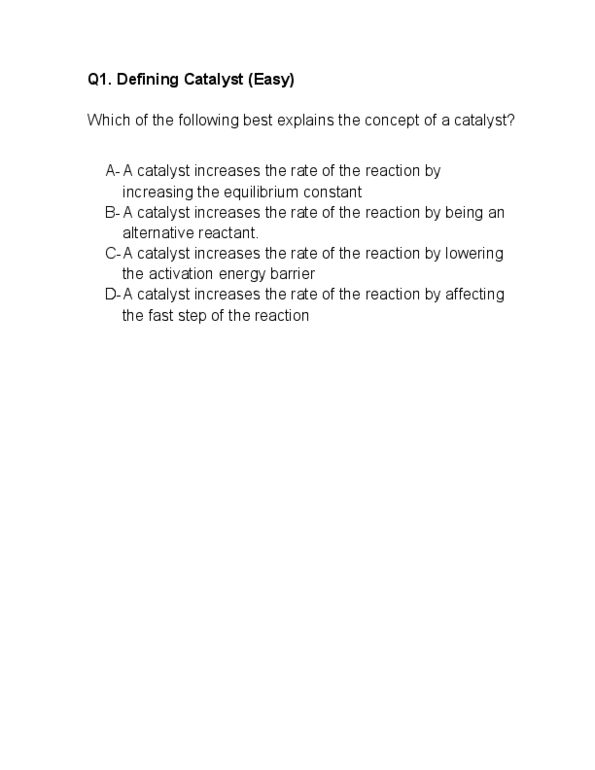 CHM135H1 Lecture Notes - Activation Energy, Equilibrium Constant thumbnail