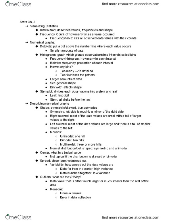 MATH 1150 Lecture Notes - Lecture 2: Unimodality, Pareto Chart, Categorical Variable thumbnail