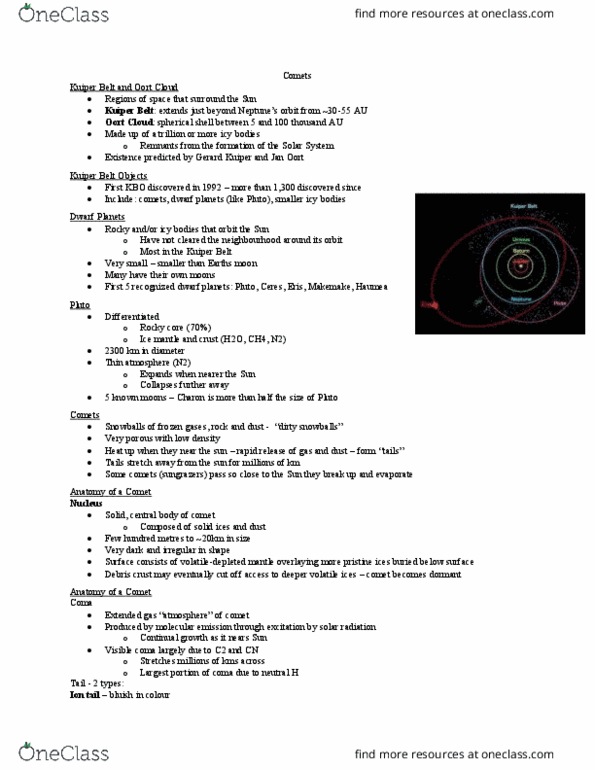 Astronomy 2232F/G Lecture Notes - Lecture 15: Gerard Kuiper, Kuiper Belt, Oort Cloud thumbnail