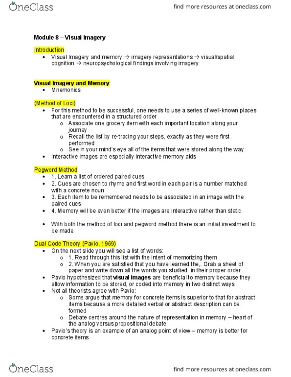 PSYCH207 Lecture Notes - Lecture 8: Mental Rotation, Noun, Image Scanner thumbnail