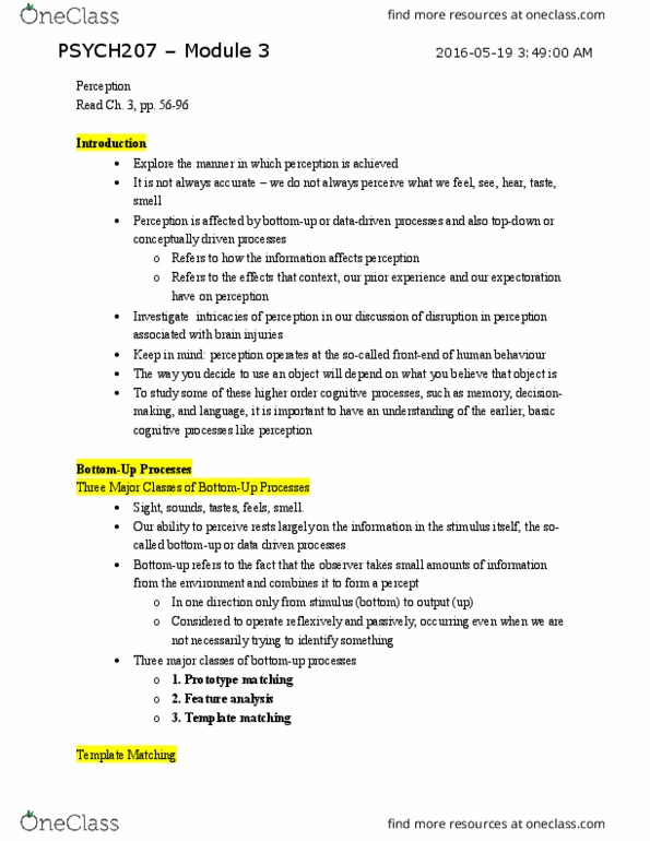 PSYCH207 Lecture Notes - Lecture 3: Template Matching, Eleanor J. Gibson, Barcode thumbnail