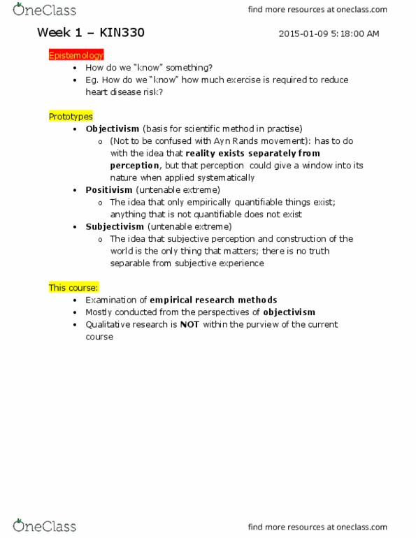 KIN330 Lecture Notes - Lecture 1: Bent Pyramid, Inductive Reasoning, Deductive Reasoning thumbnail