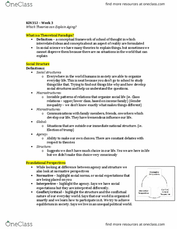 KIN352 Lecture Notes - Lecture 3: Social Exchange Theory, Disengagement Theory, Gerontology thumbnail