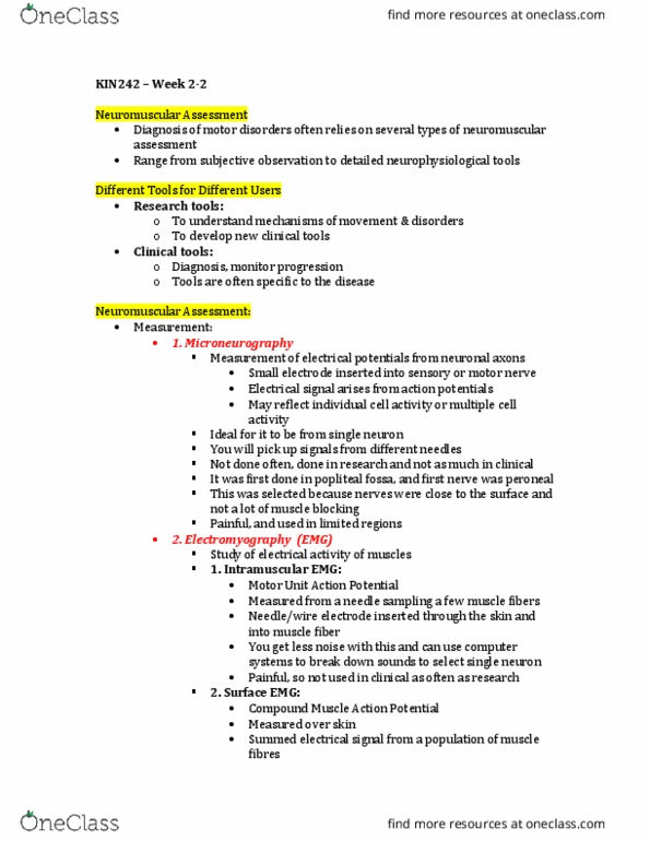 KIN242 Lecture Notes - Lecture 2: Popliteal Fossa, Myocyte, Axon thumbnail