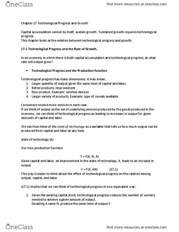 EC390 Chapter Notes - Chapter 17: Capital Accumulation, Production Function thumbnail