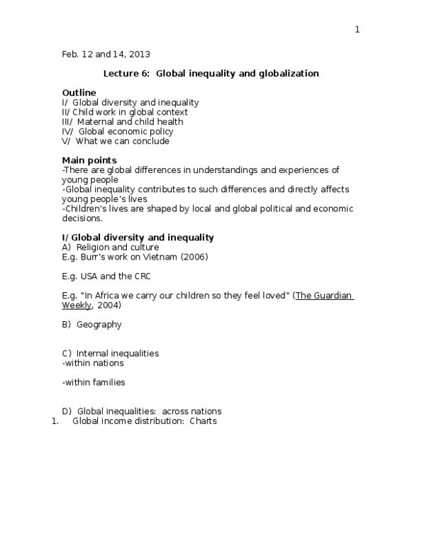 CHYS 1F90 Lecture Notes - Naomi Klein, World Health Organization, Structural Adjustment thumbnail