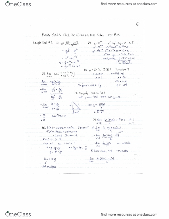 MATH 1ZA3 Lecture 8: Math 1ZA3 C01, Dr. Childs Lecture Notes Oct. 5 thumbnail