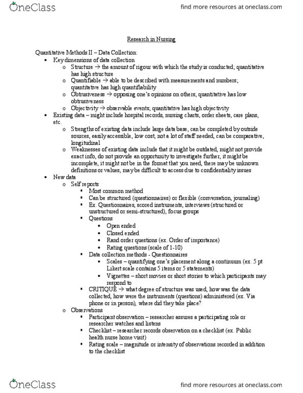 NSG 3301 Lecture Notes - Lecture 7: Internal Consistency, Public Health, Face Validity thumbnail